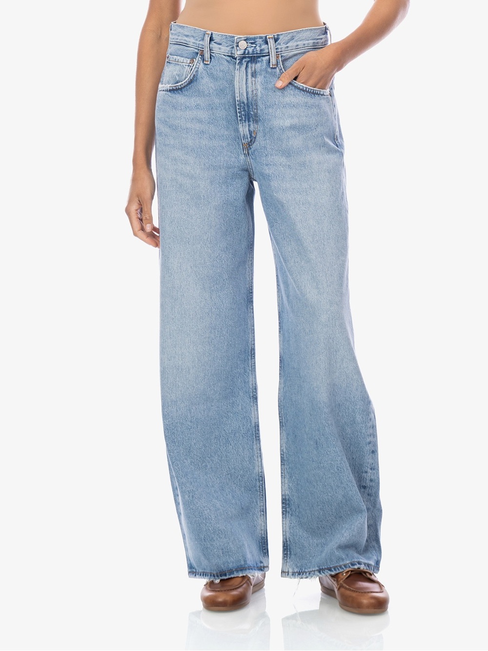 Anthropologie Agolde Low Curve Jean in Force Mid Wash 26 Bowed Barrel Leg - Picture 7 of 15